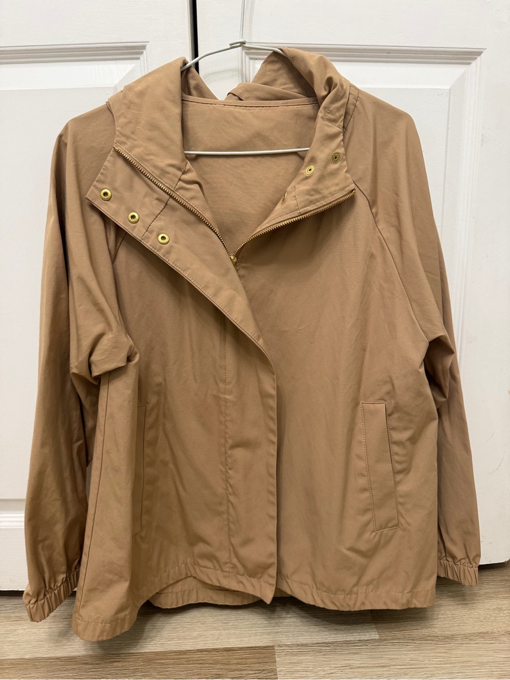 OMNES Women’s Lightweight Tan Jacket - Casual Hooded Coat